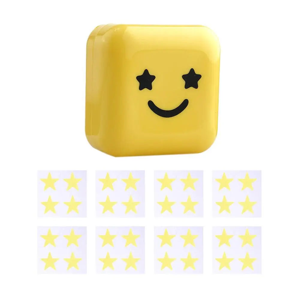 1Box Yellow Acne Patch Fade Repair Invisible Acne Removal Stickers Cute Concealer Makeup Tool Star Style with Mirror Storage Box